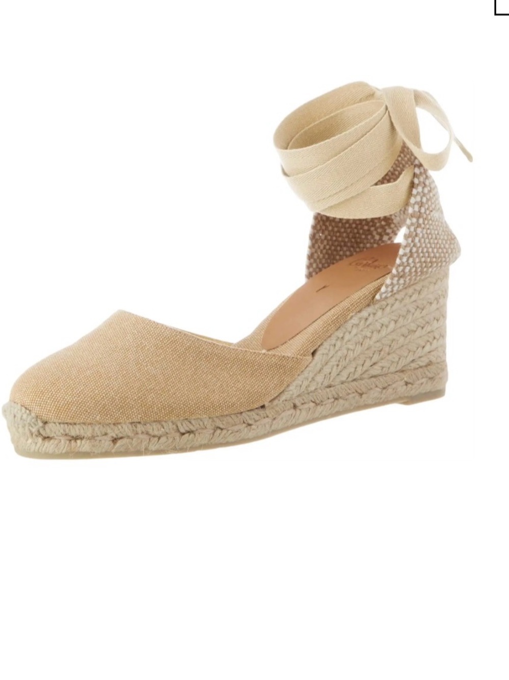 Castaner Beige Espadrille Wedge with Ankle Tie